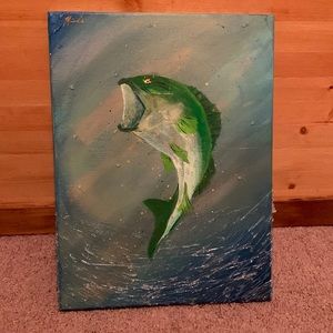 12 x 16 acrylic painting mixed media bass